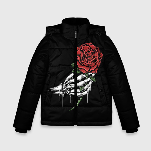 Зимняя куртка для мальчиков 3D Рука скелета с розой, цвет черный