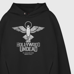 Худи с принтом Hollywood Undead для мужчины, вид на модели спереди №3. Цвет основы: черный