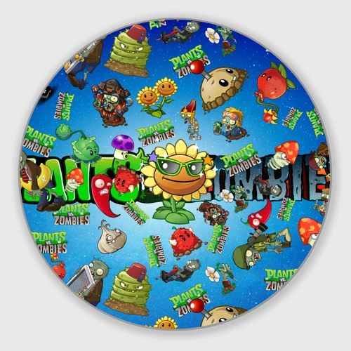 Круглый коврик для мышки Plants vs Zombies