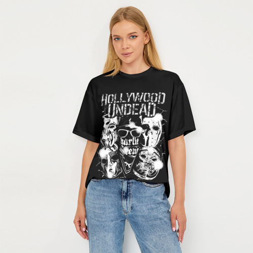 Женская футболка oversize 3D Hollywood Undead, цвет 3D печать - фото 5