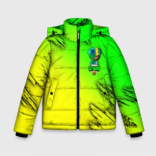 Зимняя куртка для мальчиков 3D с принтом Brawl Stars Leon, вид спереди #2