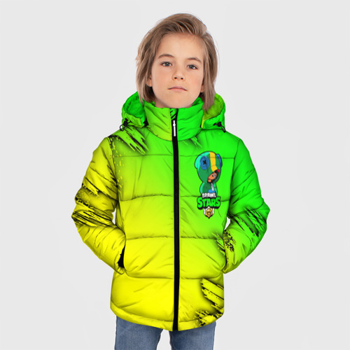 Зимняя куртка для мальчиков 3D с принтом Brawl Stars Leon, фото на моделе #1