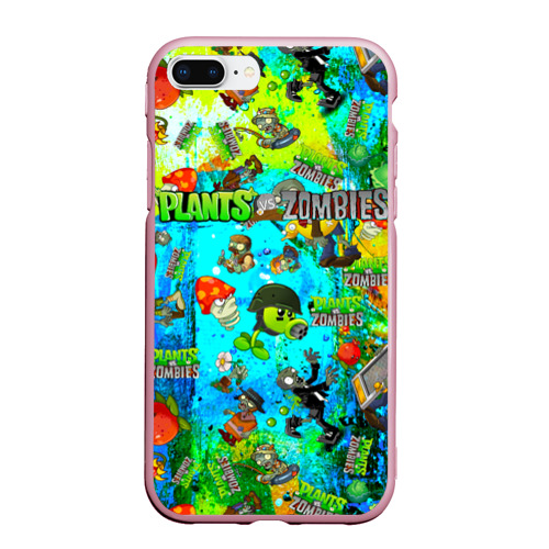 Чехол для iPhone 7Plus/8 Plus матовый Plants vs Zombies, цвет розовый