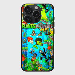 Чехол силиконовый для Apple iPhone 15 Pro матовый Plants vs Zombies