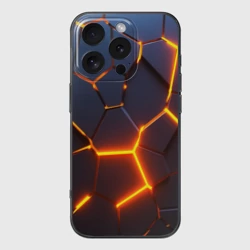 Чехол для iPhone 16 Pro Max силиконовый с защитой камеры Разлом неоновых плит в трехмерном