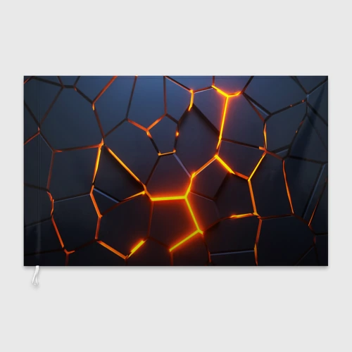 Флаг 3D Разлом неоновых плит в трехмерном
