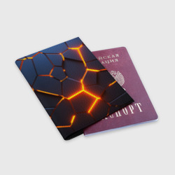 Обложка для паспорта матовая кожа Разлом неоновых плит в трехмерном - фото 2