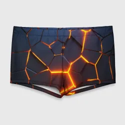 Мужские купальные плавки 3D Разлом неоновых плит в трехмерном