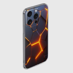 Чехол для iPhone 15 Pro силиконовый с защитой камеры Разлом неоновых плит в трехмерном - фото 2