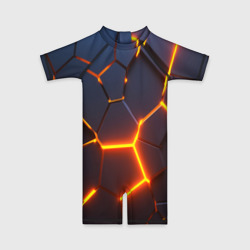 Детский купальный костюм 3D Разлом неоновых плит в трехмерном