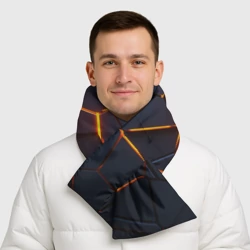 Шарф-пуховик 3D Разлом неоновых плит в трехмерном - фото 2