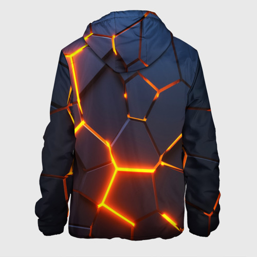 Мужская куртка 3D с принтом Разлом неоновых плит в трехмерном, вид сзади #1
