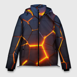 Мужская зимняя куртка 3D Разлом неоновых плит в трехмерном