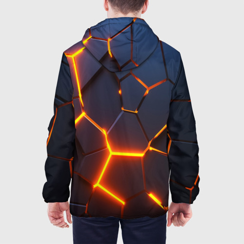 Мужская куртка 3D с принтом Разлом неоновых плит в трехмерном, вид сзади #2