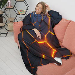 Плед с рукавами Разлом неоновых плит в трехмерном - фото 2