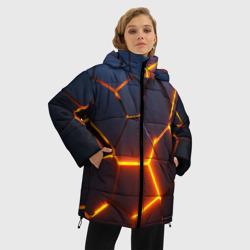 Женская зимняя куртка Oversize Разлом неоновых плит в трехмерном - фото 2