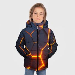 Зимняя куртка для мальчиков 3D Разлом неоновых плит в трехмерном - фото 2