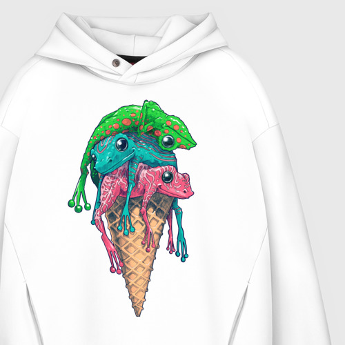 Мужское худи Oversize хлопок IceCream, цвет белый - фото 4