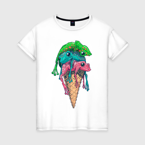 Женская футболка из хлопка с принтом IceCream, вид спереди №1