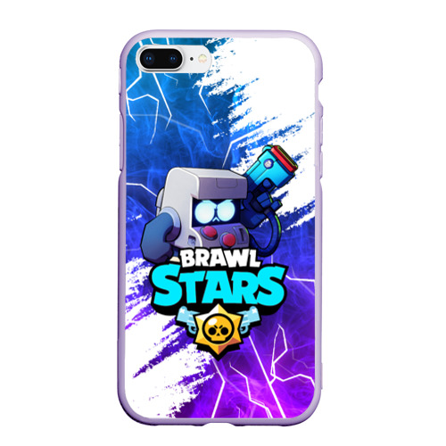 Чехол для iPhone 7Plus/8 Plus матовый Brawl Stars 8-Bit, цвет светло-сиреневый