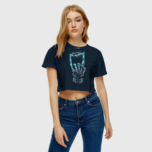 Женская футболка Crop-top 3D Rock, цвет 3D печать - фото 3
