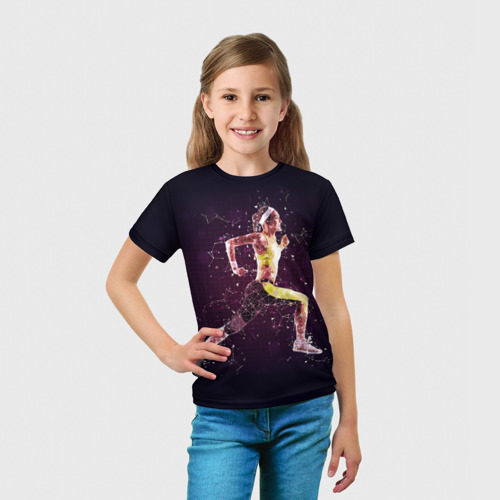 Детская футболка 3D Бег, фитнес, спорт, спортсмен, цвет 3D печать - фото 5