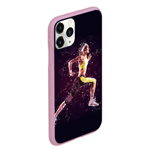 Чехол для iPhone 11 Pro Max матовый Бег, фитнес, спорт, спортсмен, цвет розовый - фото 3