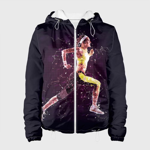 Женская куртка 3D Бег, фитнес, спорт, спортсмен, цвет белый