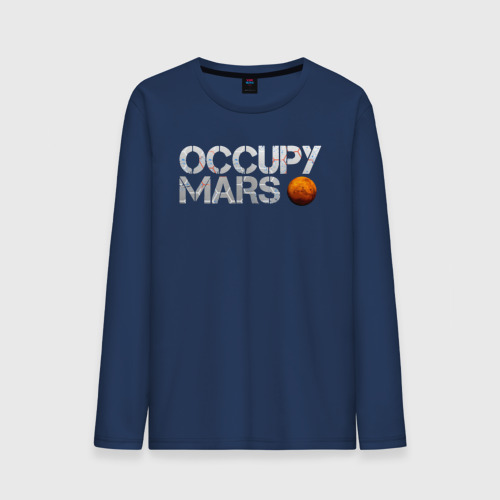 Мужской лонгслив хлопок Occupy mars, цвет темно-синий