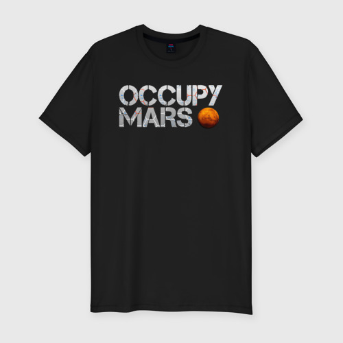 Мужская футболка хлопок Slim Occupy mars, цвет черный