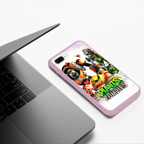 Чехол для iPhone 7Plus/8 Plus матовый Plants vs.Zombies, цвет розовый - фото 5