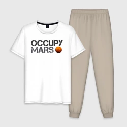 Мужская пижама с белой футболкой хлопок Space X