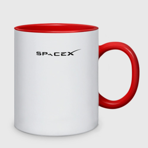 Кружка двухцветная Space X, цвет белый + красный - фото 2