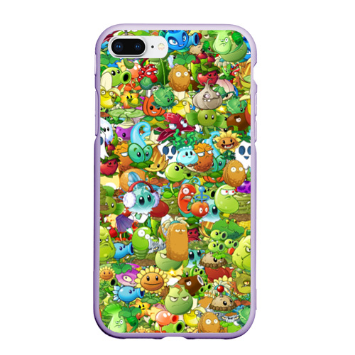 Чехол для iPhone 7Plus/8 Plus матовый Plants vs zombies, цвет светло-сиреневый