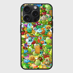 Чехол силиконовый для Apple iPhone 15 Pro матовый Plants vs zombies
