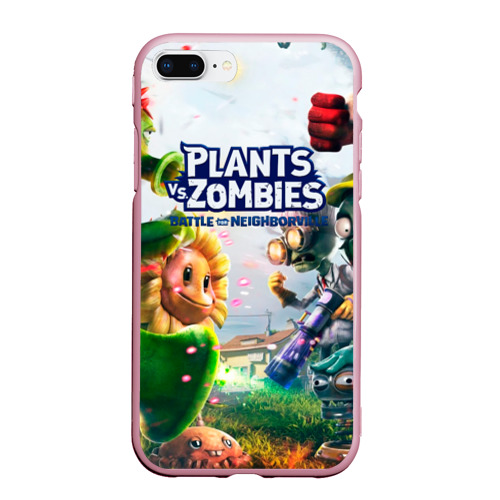 Чехол для iPhone 7Plus/8 Plus матовый Plants vs Zombies, цвет розовый