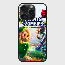 Чехол силиконовый для Apple iPhone 15 Pro матовый Plants vs Zombies
