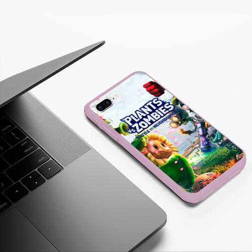 Чехол для iPhone 7Plus/8 Plus матовый Plants vs Zombies, цвет розовый - фото 5