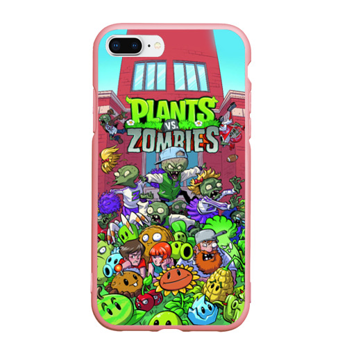 Чехол для iPhone 7Plus/8 Plus матовый Plants vs zombies, цвет баблгам