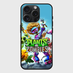 Чехол силиконовый для Apple iPhone 15 Pro матовый Plants vs zombies