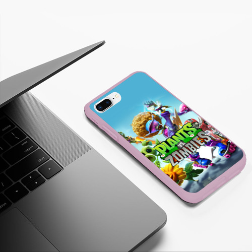 Чехол для iPhone 7Plus/8 Plus матовый Plants vs zombies, цвет розовый - фото 5