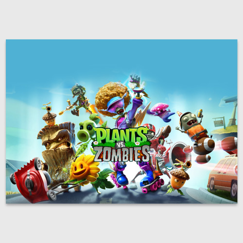 Поздравительная открытка Plants vs zombies, цвет белый