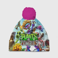 Шапка 3D c помпоном Plants vs zombies