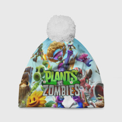 Шапка 3D c помпоном Plants vs zombies