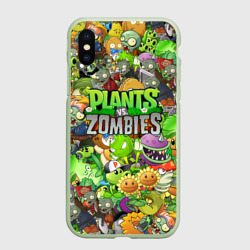 Чехол для iPhone XS Max матовый Plants vs zombies