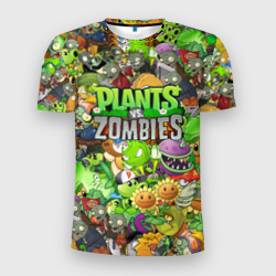 Мужская футболка 3D Slim Plants vs zombies