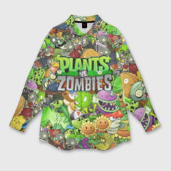 Женская рубашка oversize 3D Plants vs zombies