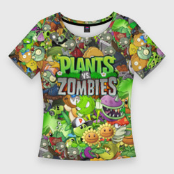 Женская футболка 3D Slim Plants vs zombies