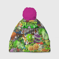 Шапка 3D c помпоном Plants vs zombies