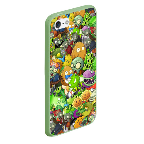 Чехол для iPhone 5/5S матовый Plants vs zombies, цвет салатовый - фото 3